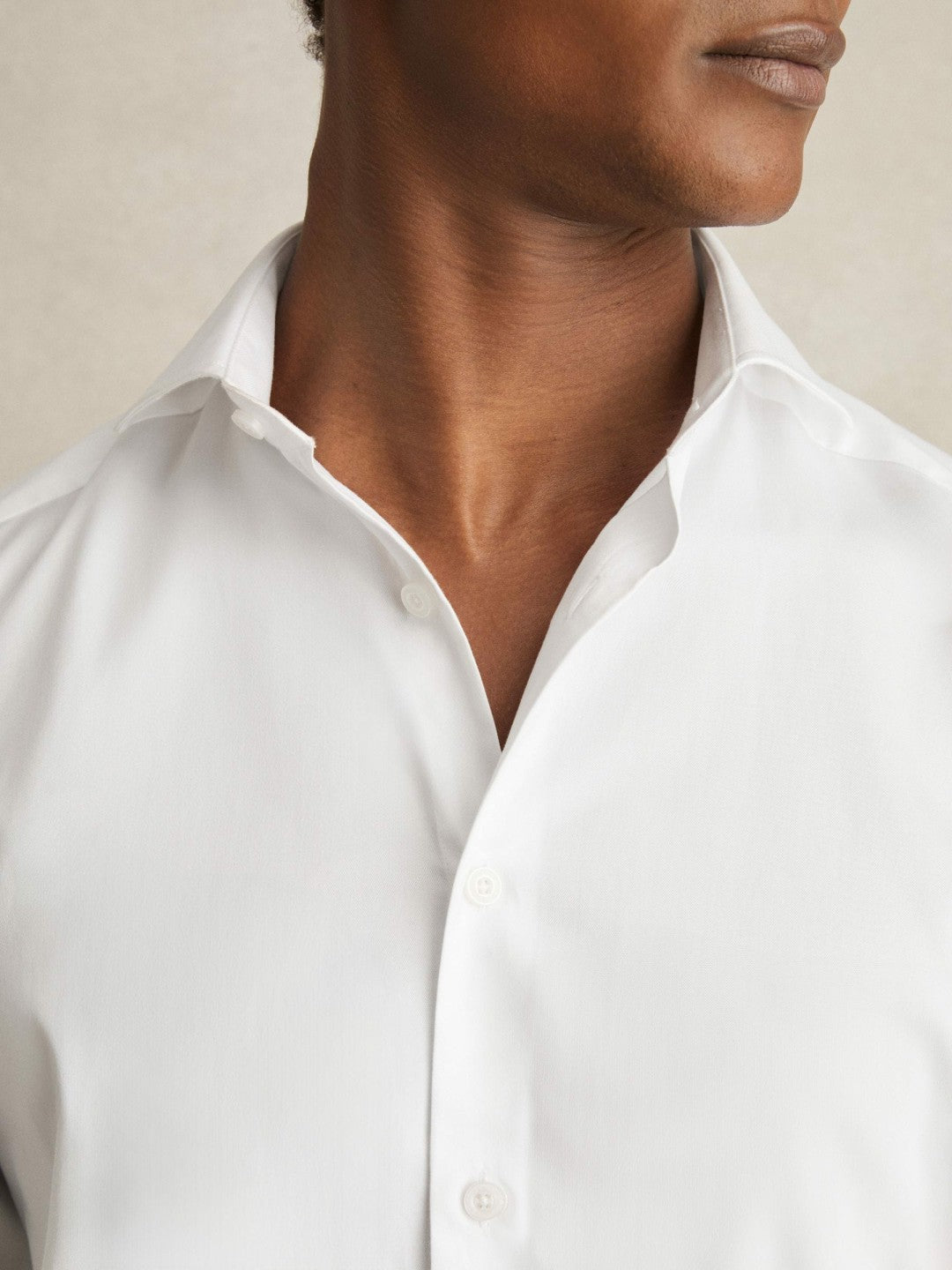 Slim Fit Cotton-Twill Two-Fold Shirt Slim-Fit White | Mens