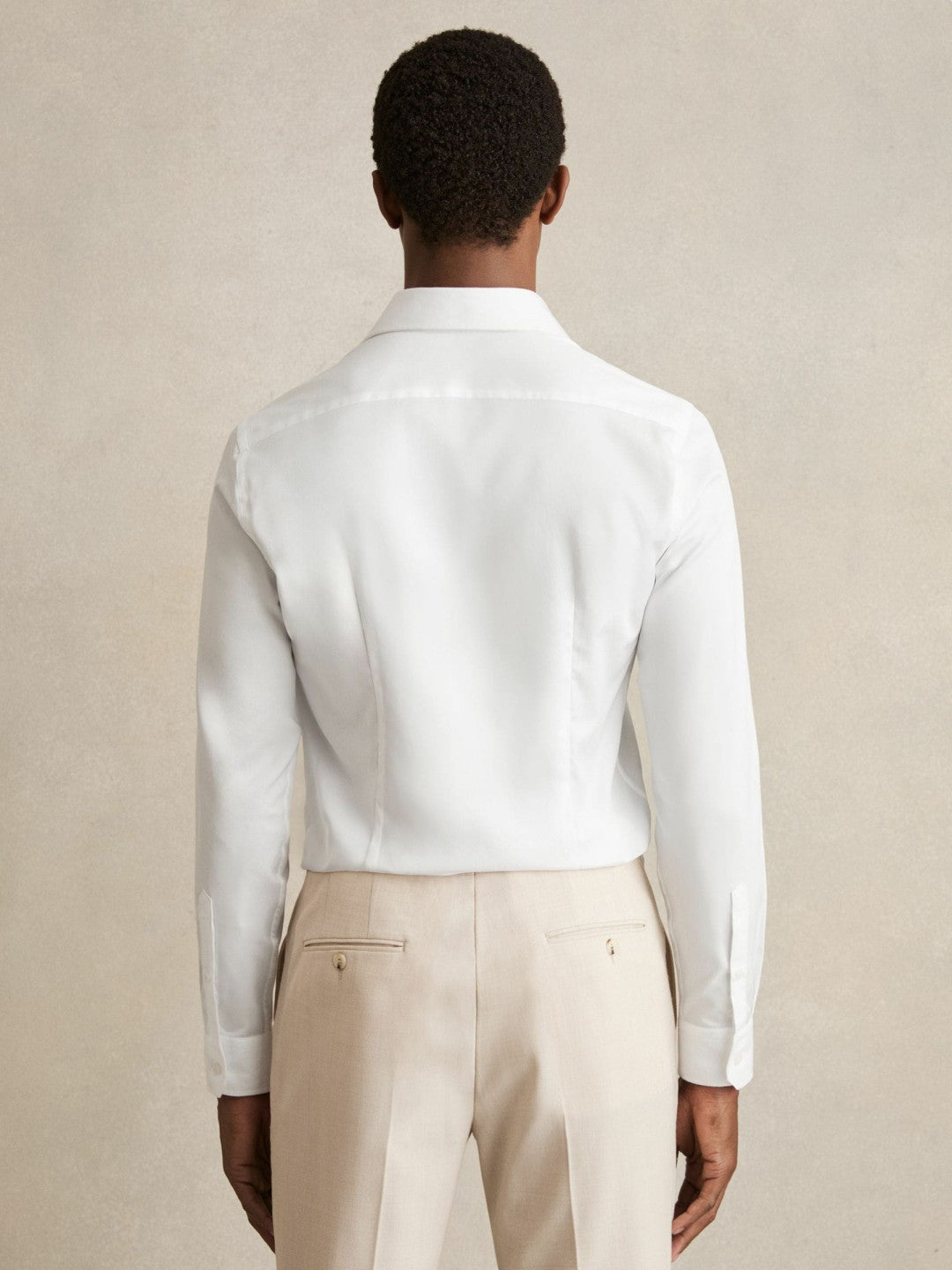 Slim Fit Cotton-Twill Two-Fold Shirt Slim-Fit White | Mens
