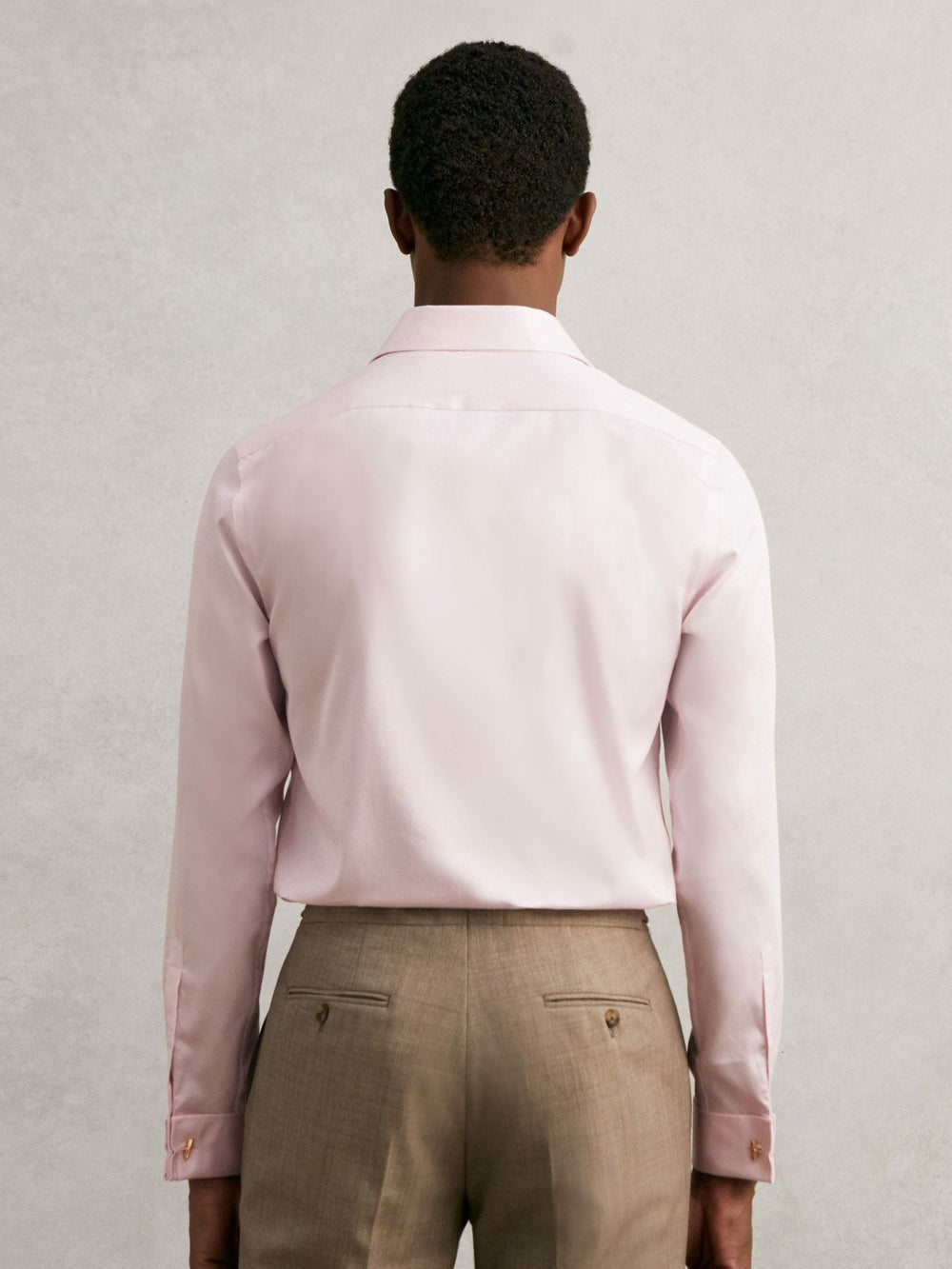 Regular Fit Slim-Fit Cotton-Sateen Shirt Pink | Mens