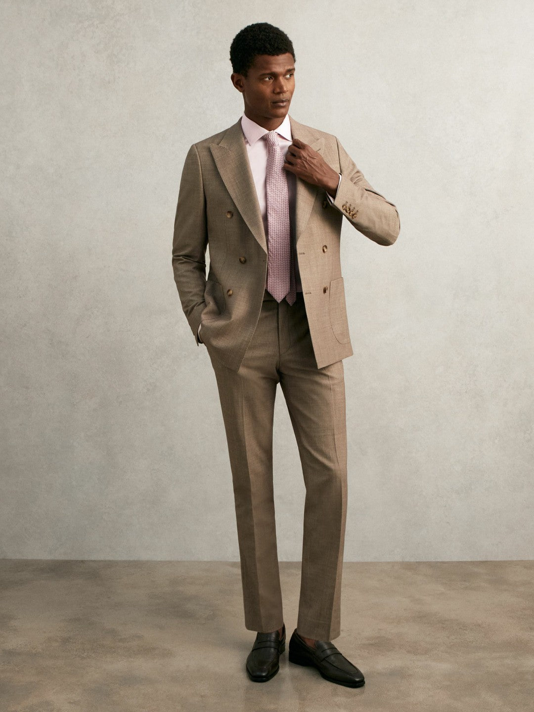 Regular Fit Slim-Fit Cotton-Sateen Shirt Pink | Mens