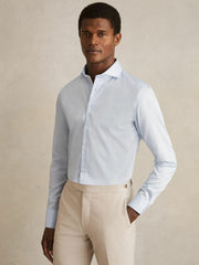 Slim Fit Cotton-Twill Two-Fold Shirt Slim-Fit Soft Blue | Mens