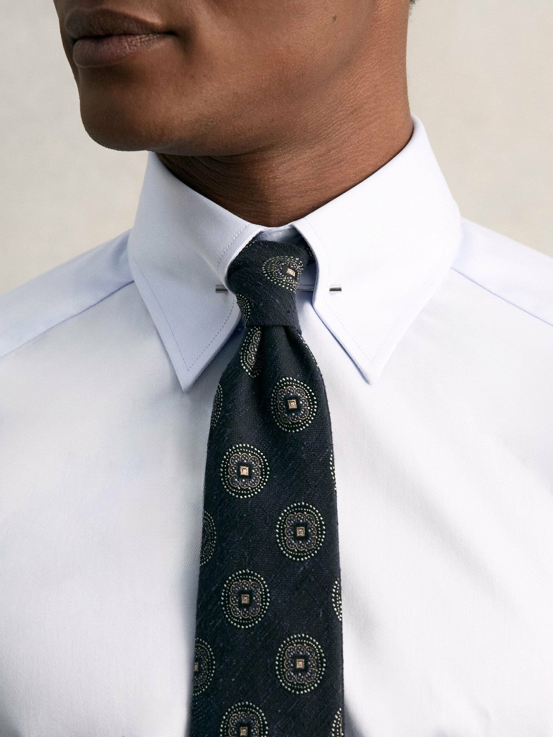 Slim Fit Cotton Pin Collar Shirt Soft Blue | Mens
