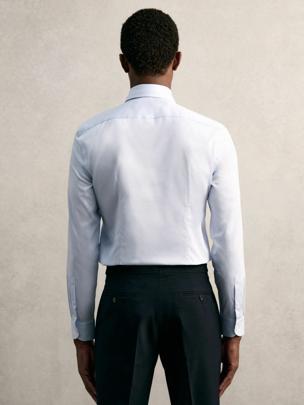 Slim Fit Cotton Pin Collar Shirt Soft Blue | Mens