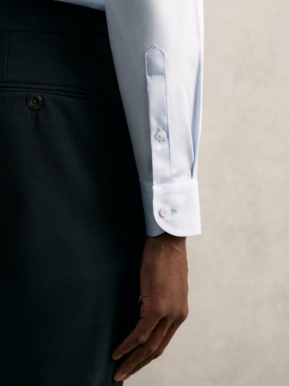 Slim Fit Cotton Pin Collar Shirt Soft Blue | Mens