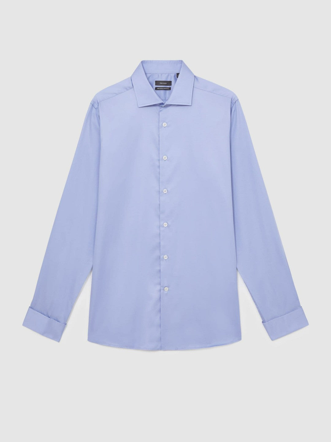 Regular Fit Slim-Fit Cotton-Sateen Shirt Mid Blue | Mens