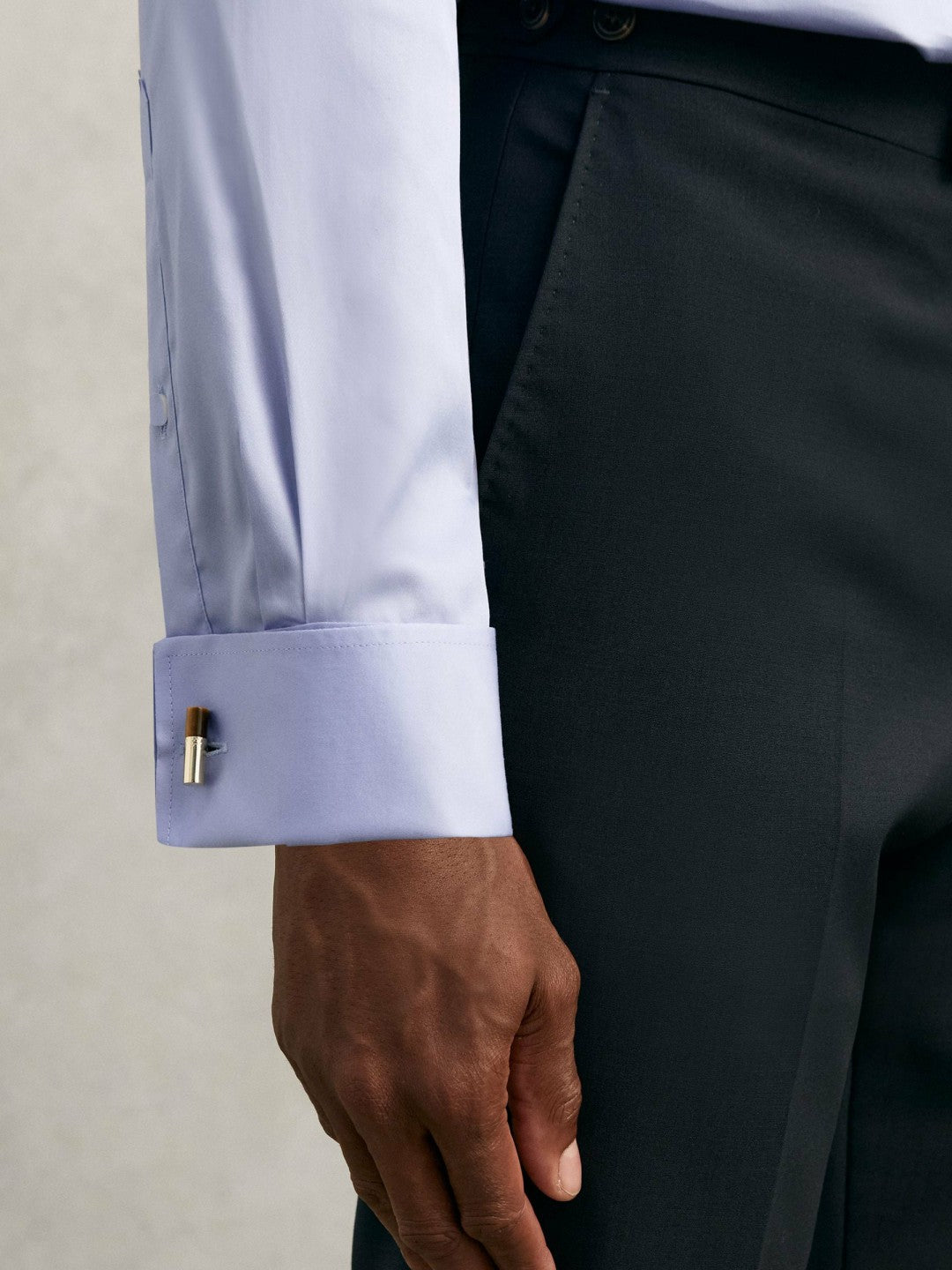 Regular Fit Slim-Fit Cotton-Sateen Shirt Mid Blue | Mens