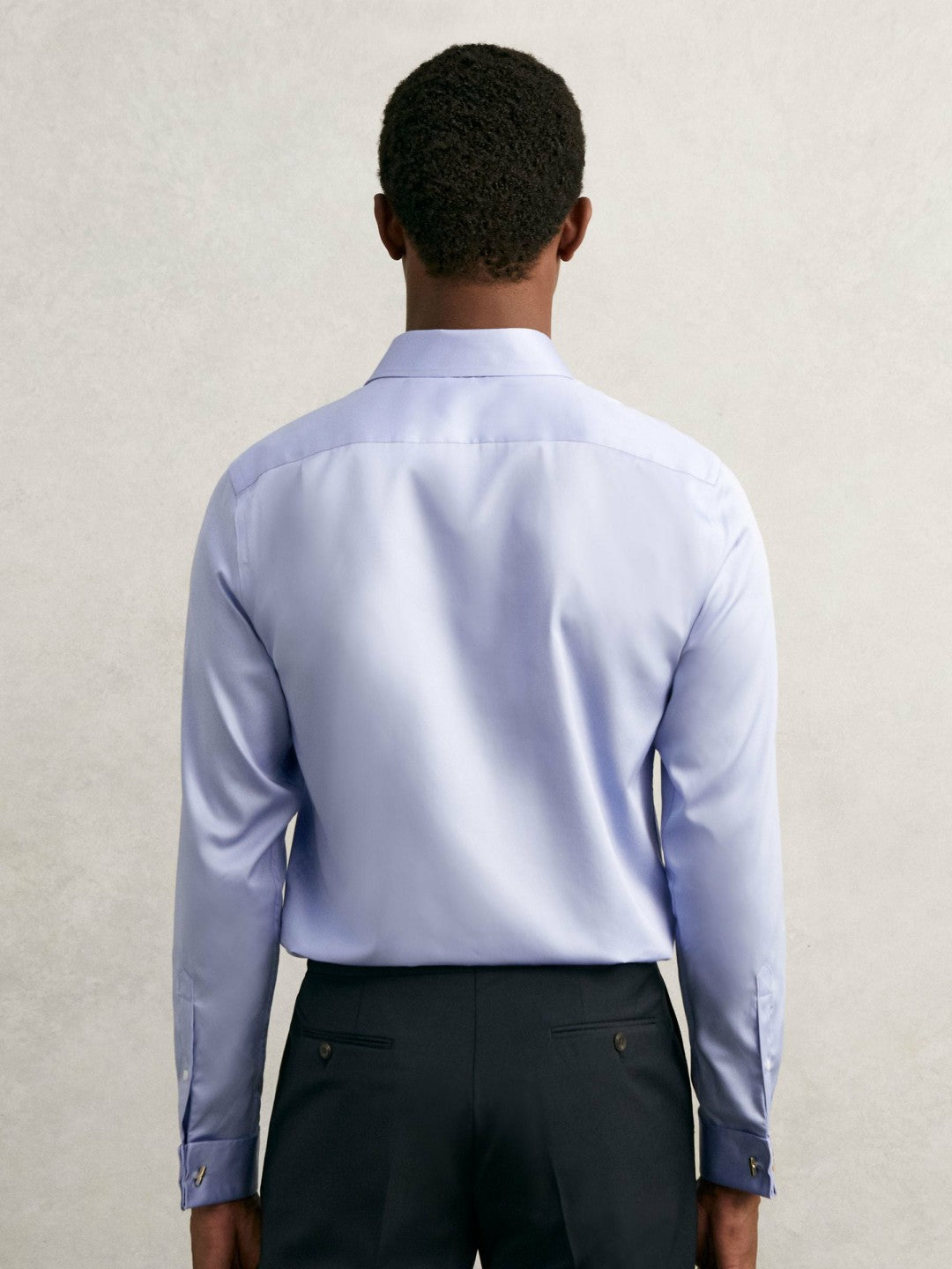 Regular Fit Slim-Fit Cotton-Sateen Shirt Mid Blue | Mens