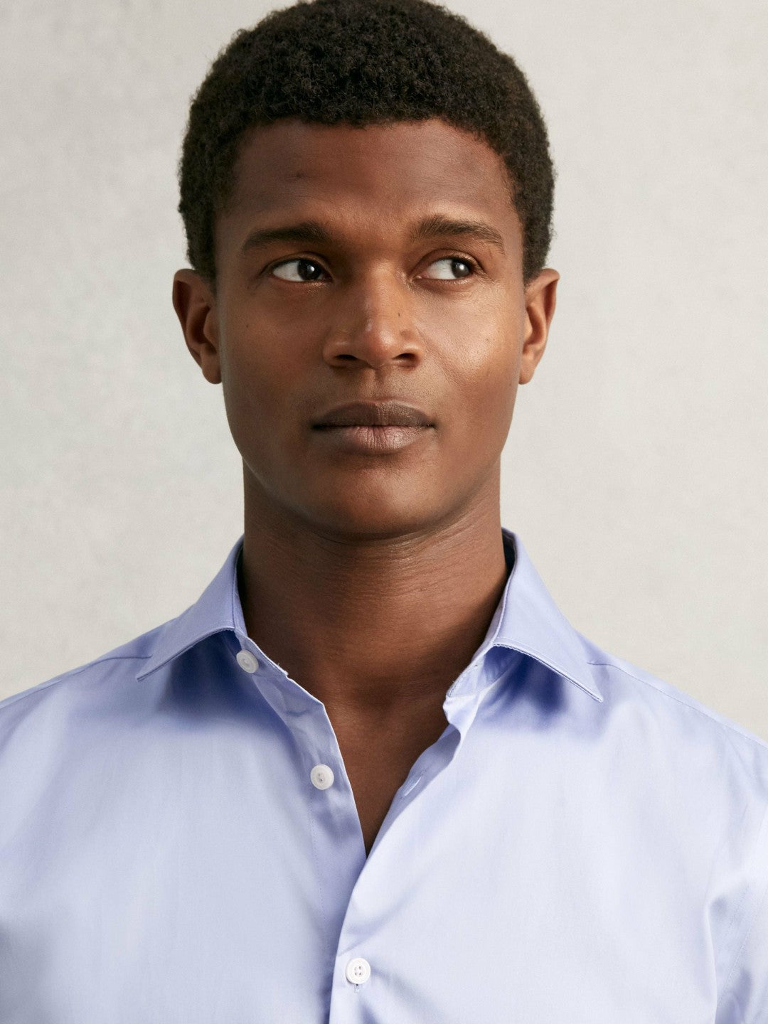 Regular Fit Slim-Fit Cotton-Sateen Shirt Mid Blue | Mens