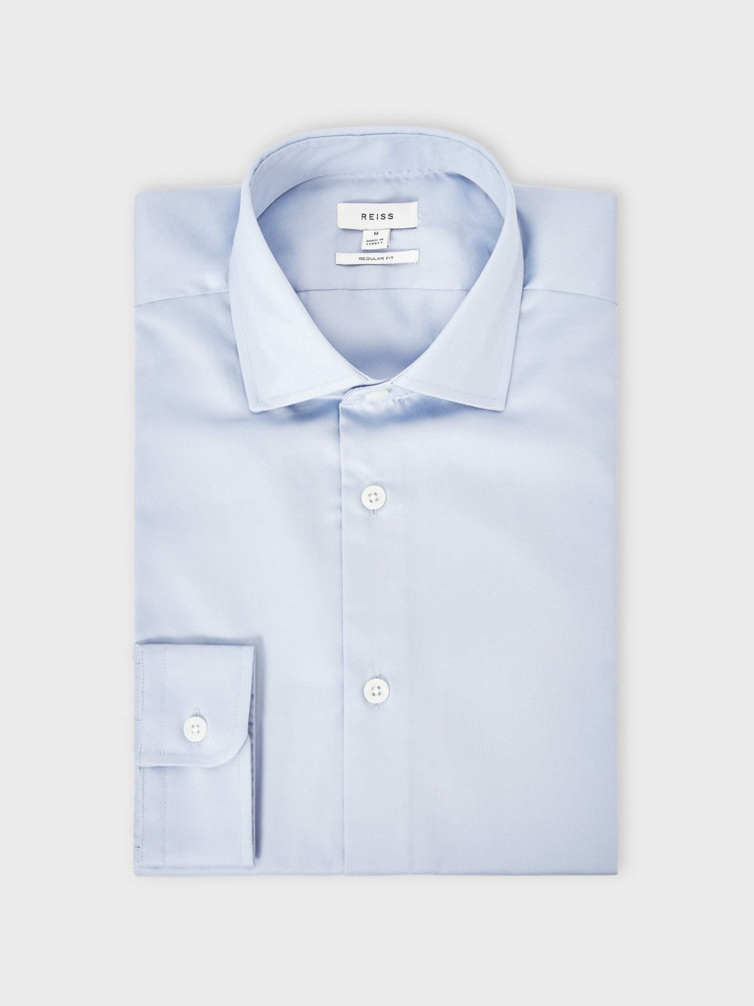 Regular Fit Cotton Sateen Shirt Mid Blue | Mens