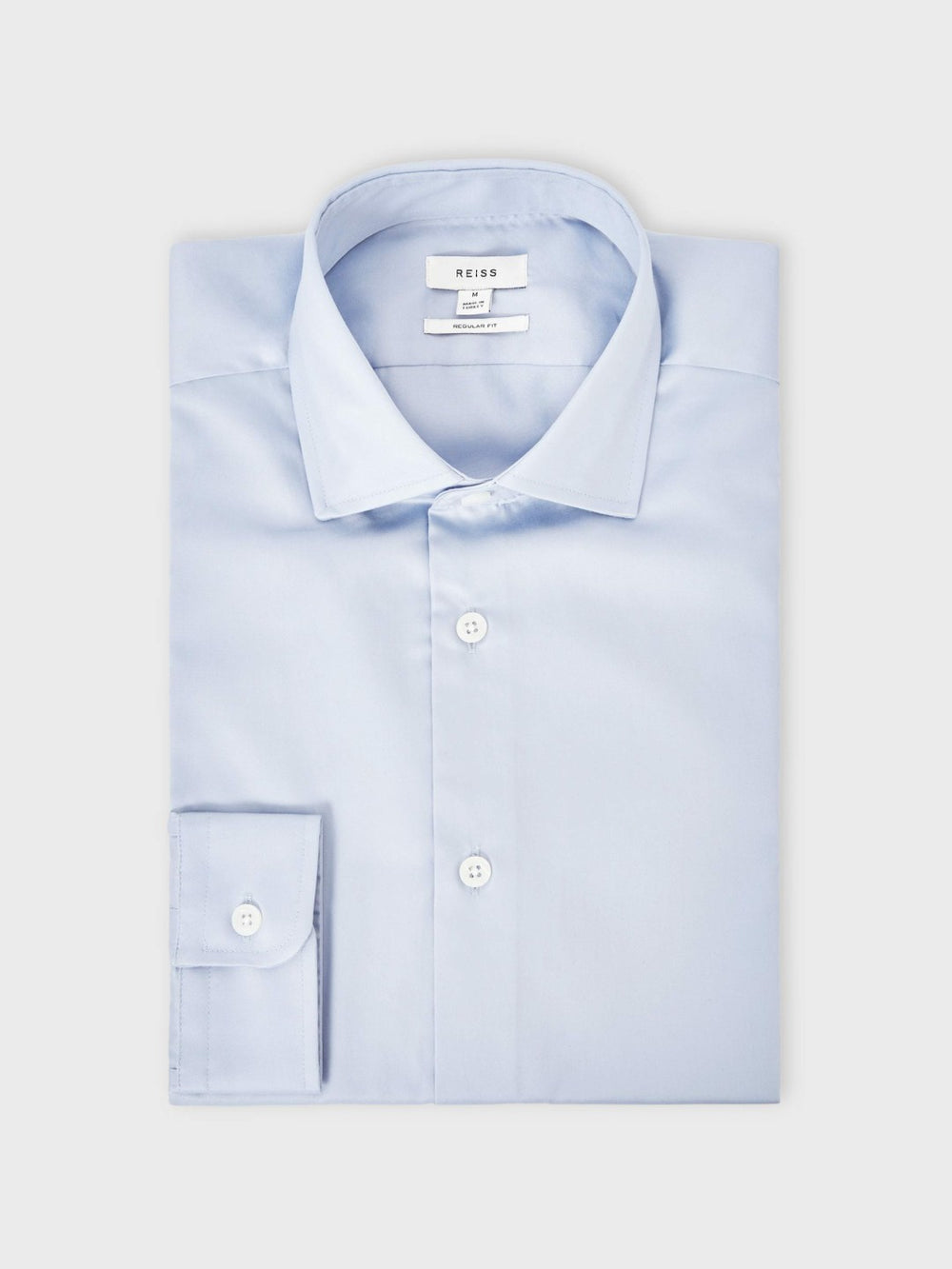 Regular Fit Cotton Sateen Shirt Mid Blue | Mens