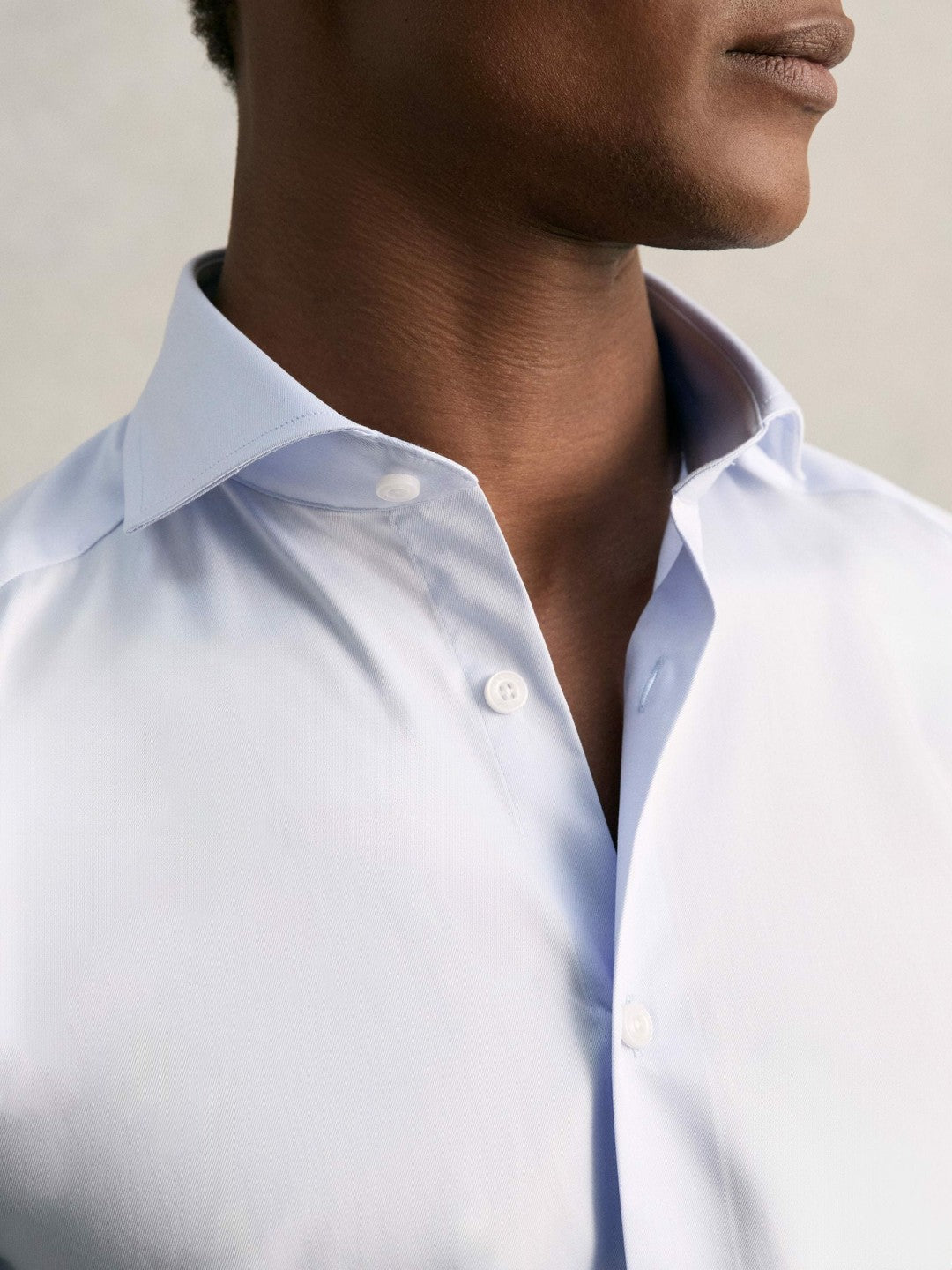 Regular Fit Cotton Sateen Shirt Mid Blue | Mens
