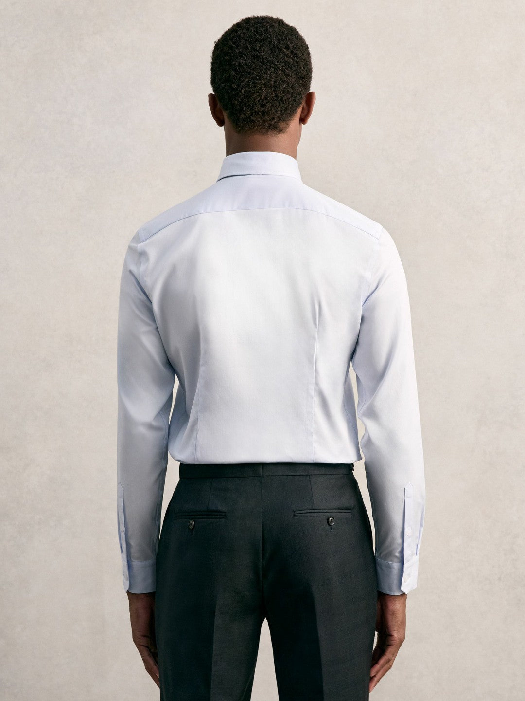 Regular Fit Cotton Sateen Shirt Mid Blue | Mens