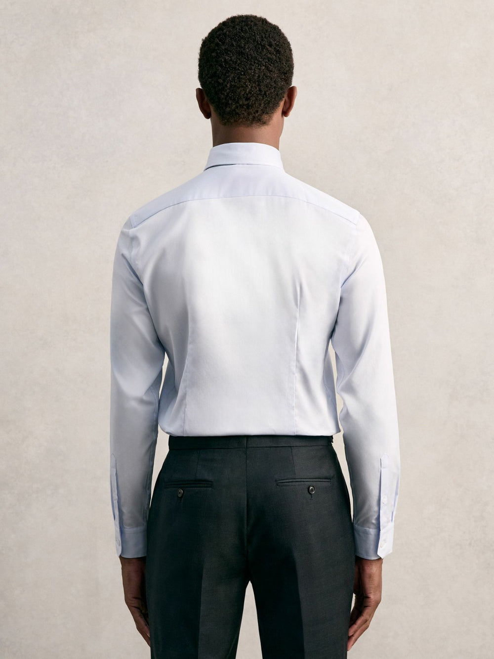 Regular Fit Cotton Sateen Shirt Mid Blue | Mens