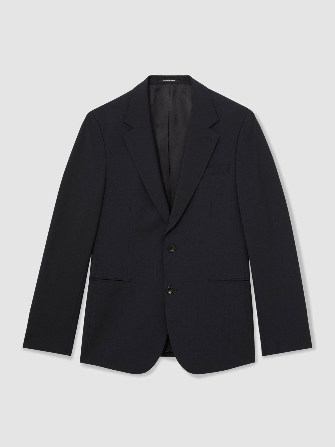 Wool-Blend Single-Breasted Suit Blazer Slim-Fit Navy | Mens