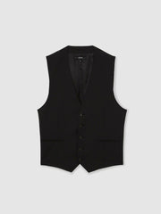 Wool-Blend Slim-Fit Waistcoat Black | Mens