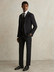 Wool-Blend Slim-Fit Waistcoat Black | Mens