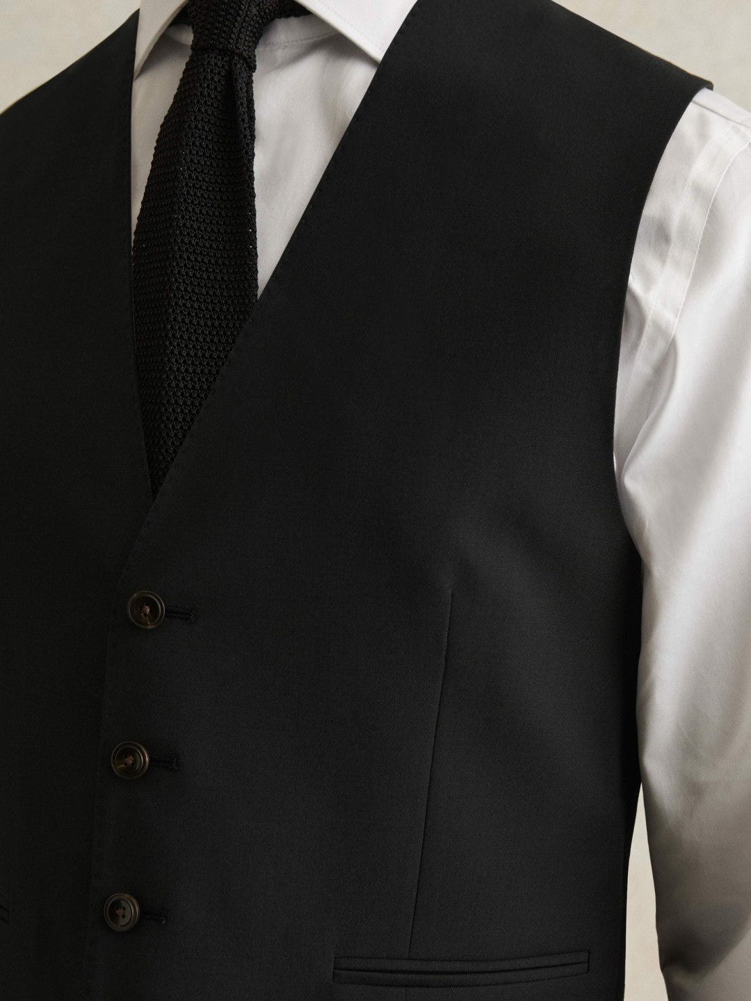 Wool-Blend Slim-Fit Waistcoat Black | Mens