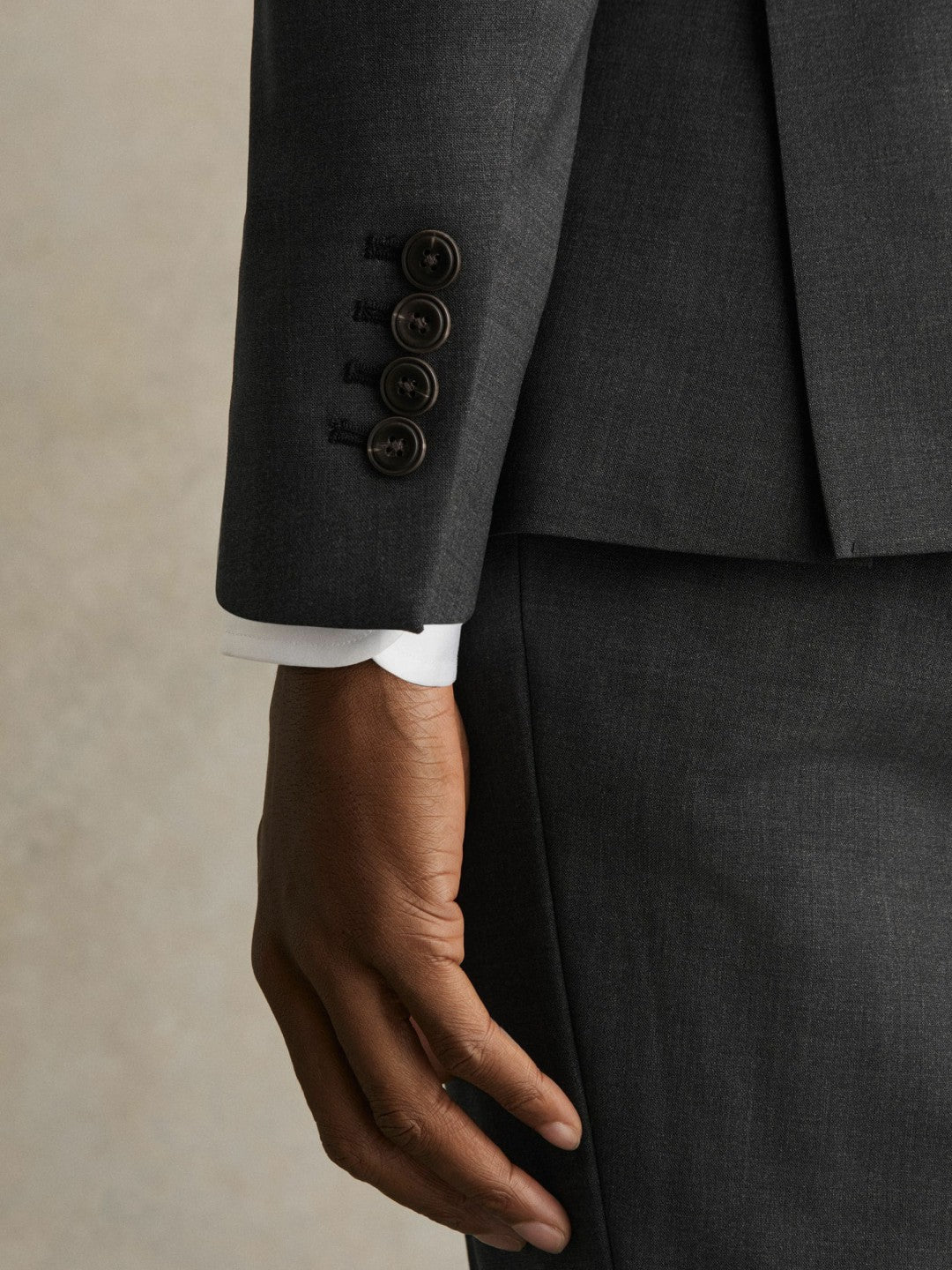 Wool-Blend Single-Breasted Suit Blazer Slim-Fit Grey | Mens