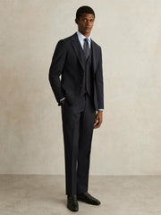 Wool-Blend Slim-Fit Waistcoat Navy | Mens