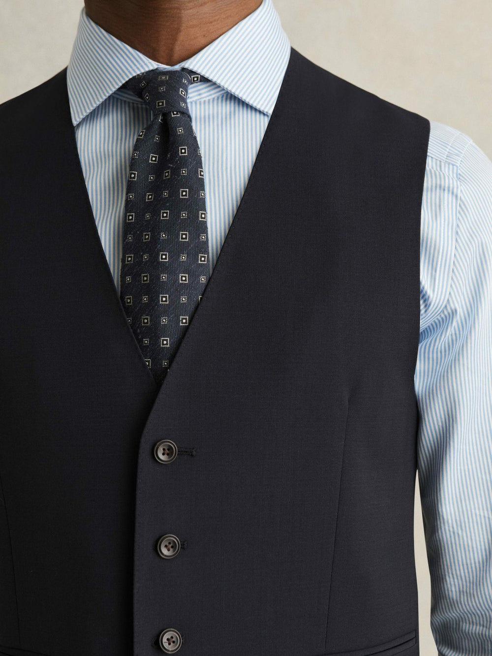 Wool-Blend Slim-Fit Waistcoat Navy | Mens