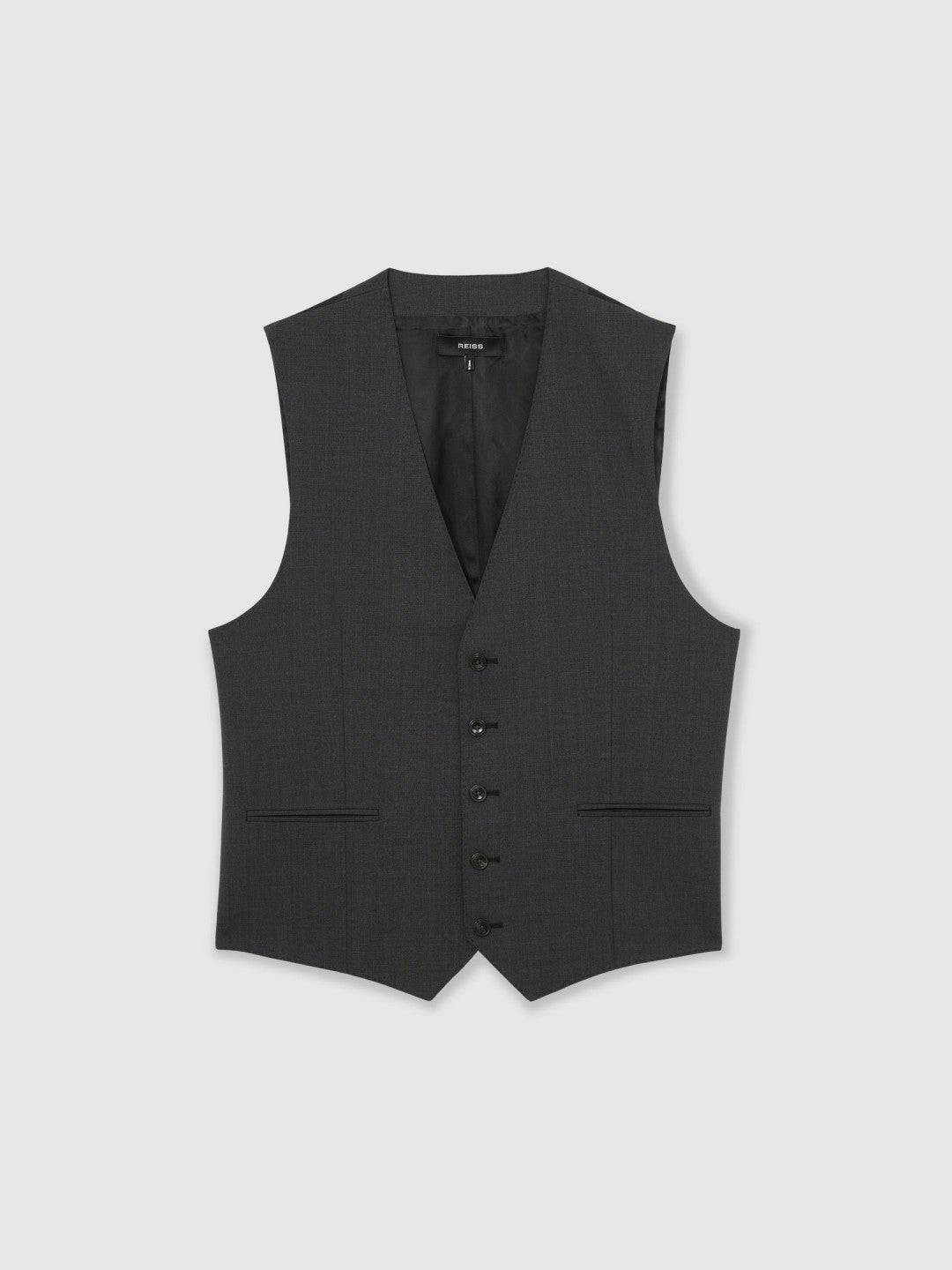 Wool-Blend Slim-Fit Waistcoat Grey | Mens