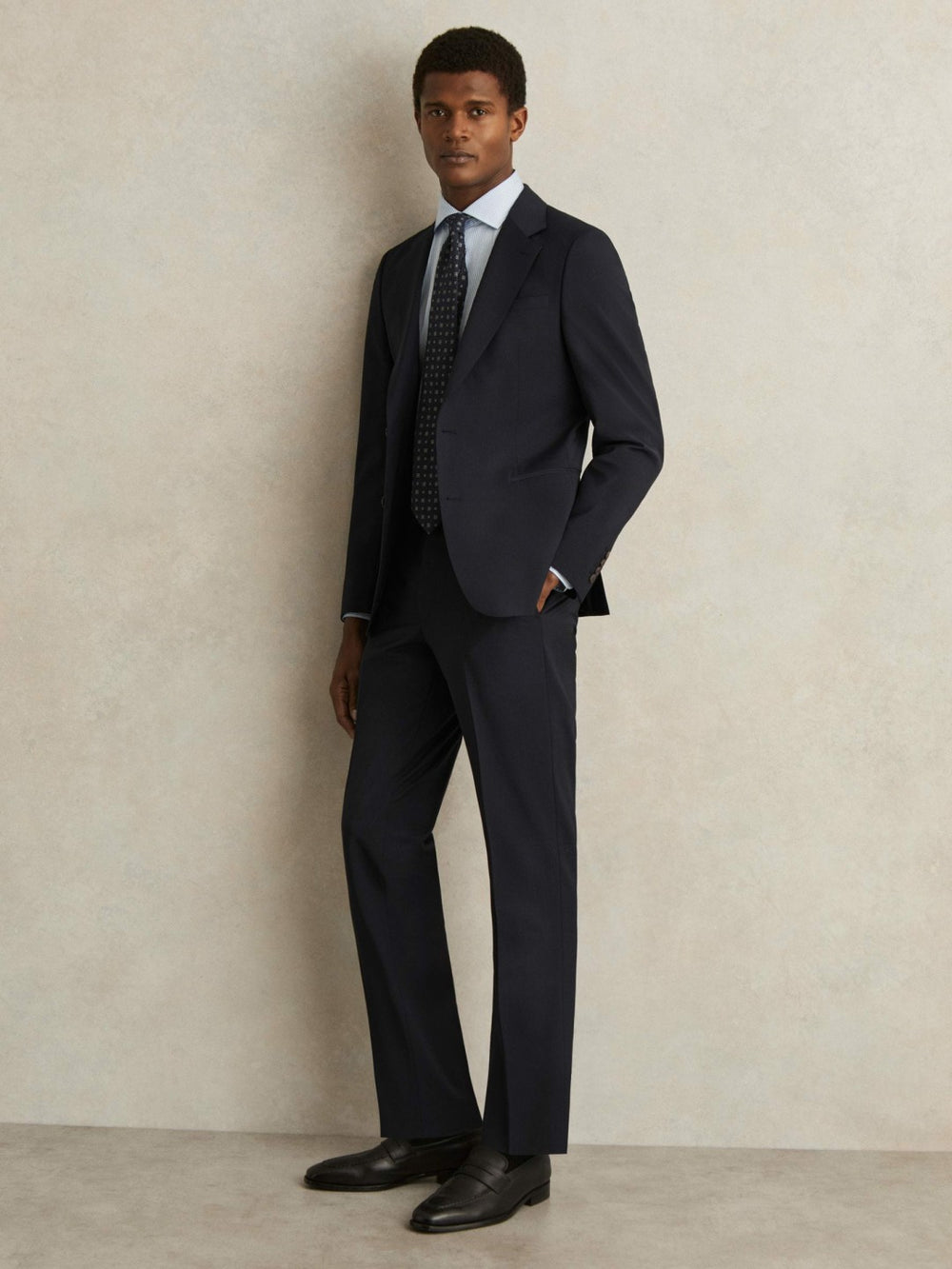 Slim-Fit Wool-Blend Suit Trousers Navy | Mens