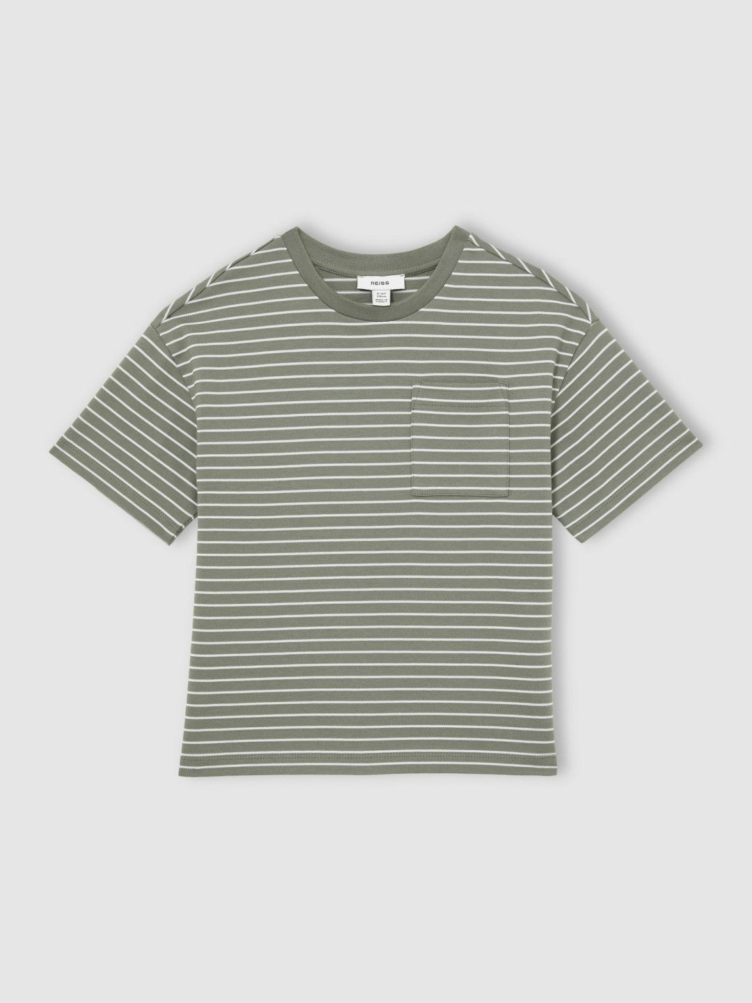9-13 yrs Cotton-Blend Stripe T-Shirt Sage/White | Children