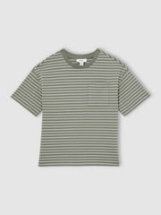 3-9 yrs Cotton-Blend Stripe T-Shirt Sage/White | Children