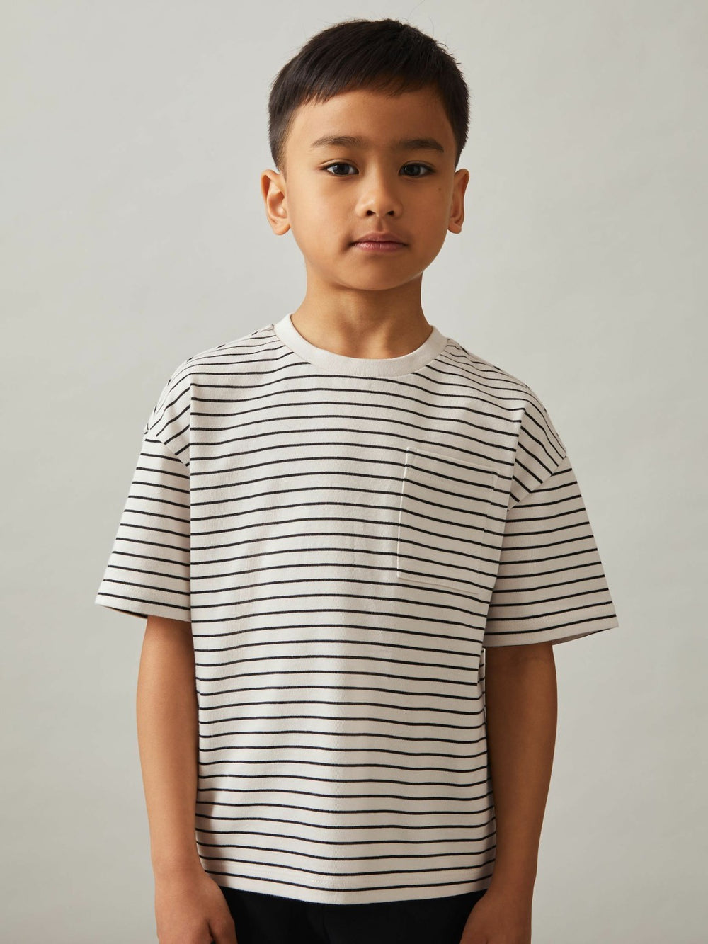 9-13 yrs Cotton-Blend Stripe T-Shirt White/Navy | Children