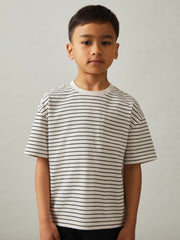 9-13 yrs Cotton-Blend Stripe T-Shirt White/Navy | Children