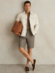 Linen Drawstring Shorts Mushroom Brown | Mens