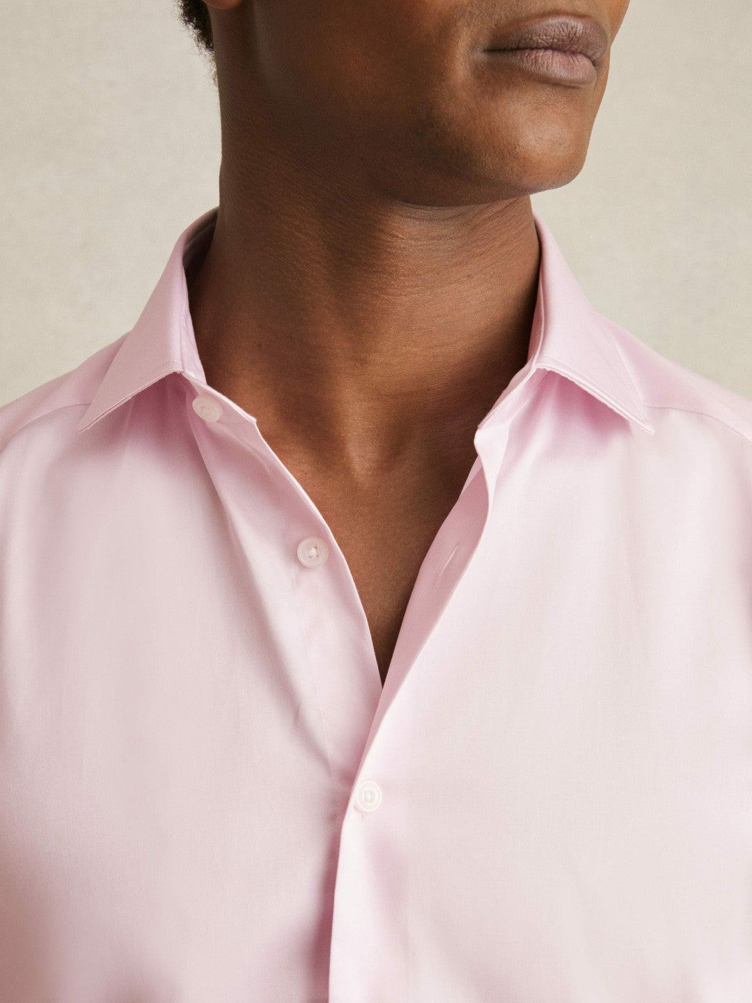Slim Fit Cotton Sateen Shirt Pink | Mens