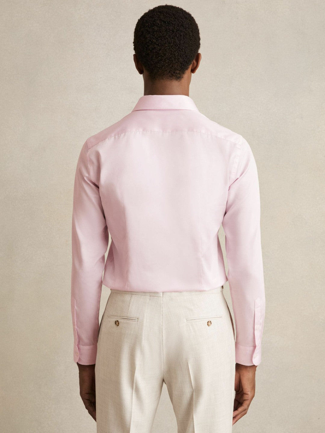 Slim Fit Cotton Sateen Shirt Pink | Mens