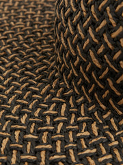Straw Basket-Weave Sun Hat Black/Natural | Womens