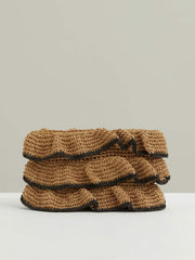 Raffia Ruffle Clutch Bag Natural | Womens
