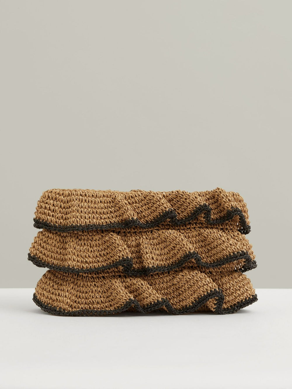 Raffia Ruffle Clutch Bag Natural | Womens
