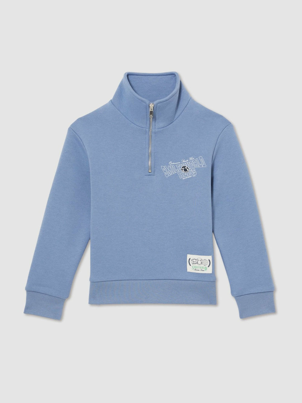 13-14 yrs SmileyWorld Half-Zip Sweatshirt Unisex Fit Blue | Children