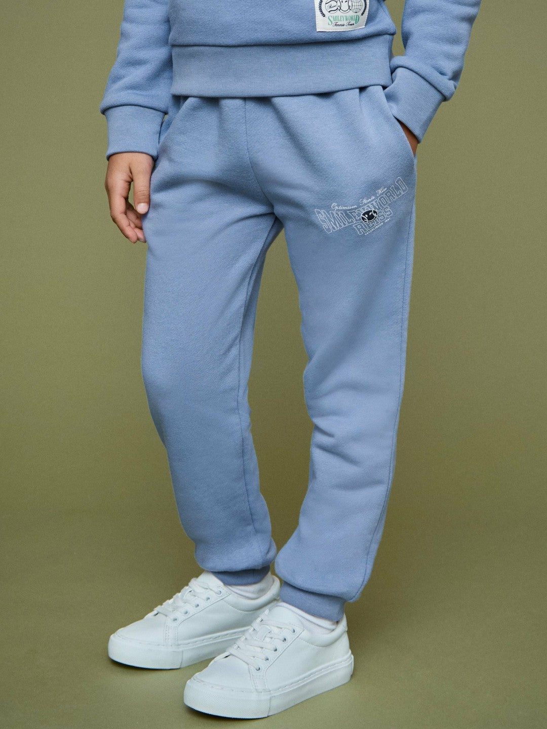 13-14 yrs SmileyWorld Cuffed Joggers Unisex Fit Blue | Children