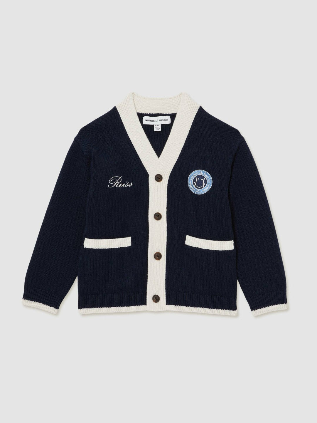 9-12 yrs SmileyWorld Logo Cardigan Unisex Fit Off White | Children