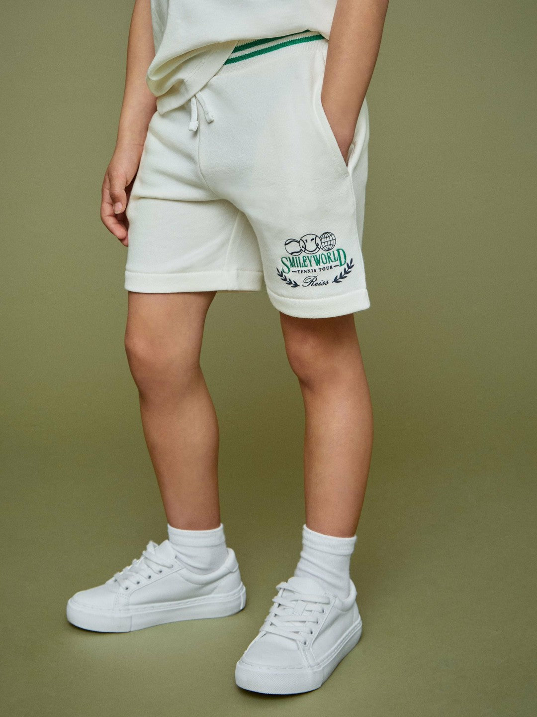 3-9 yrs SmileyWorld Drawstring Shorts Unisex Fit White | Children