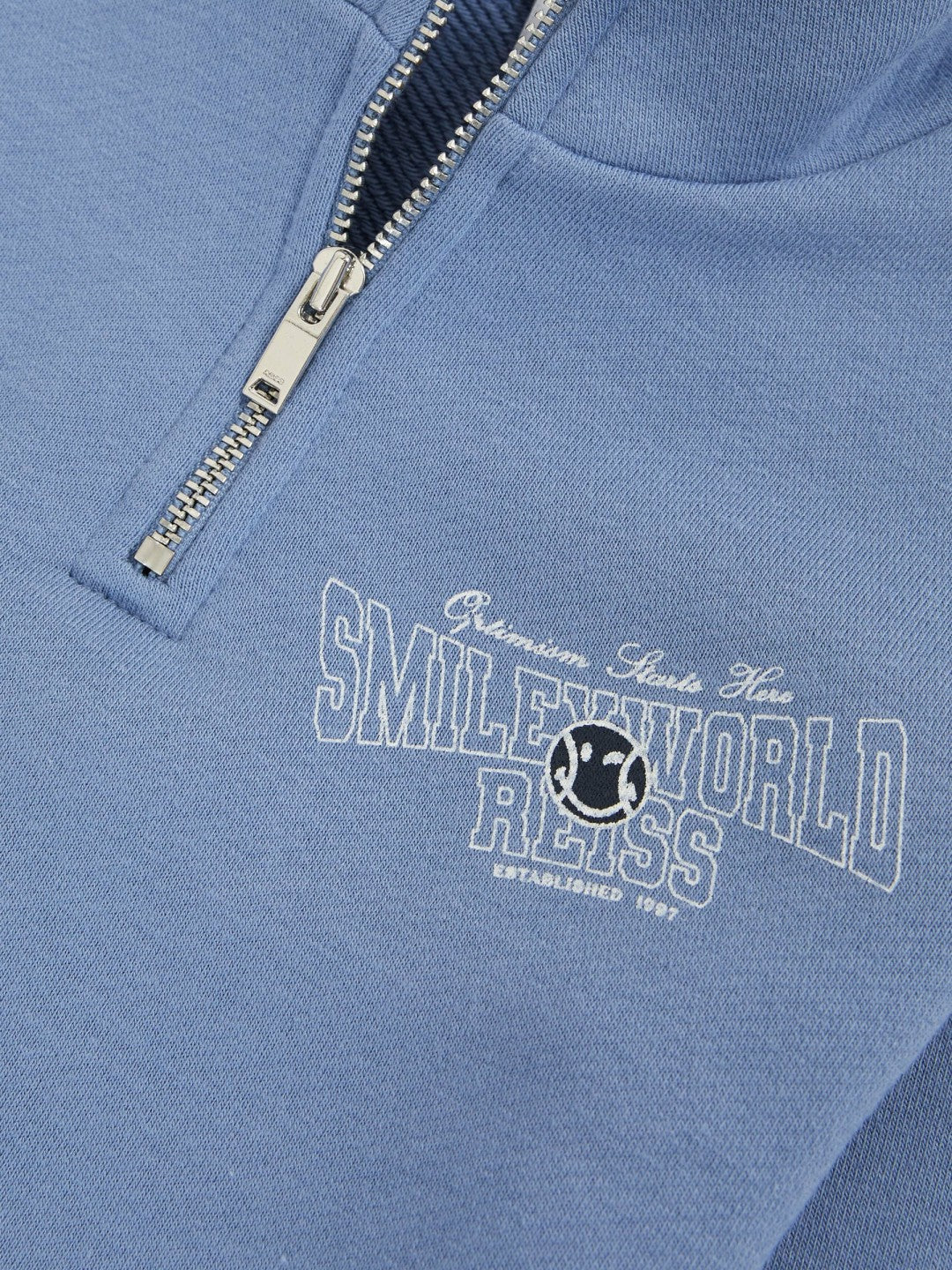 3-9 yrs SmileyWorld Half-Zip Sweatshirt Unisex Fit Blue | Children