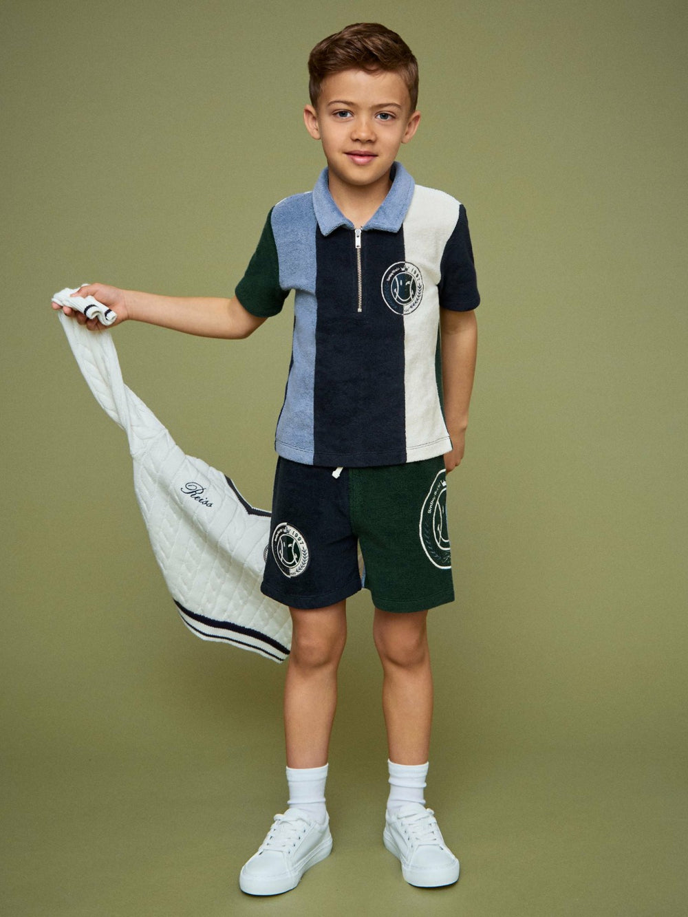 9-13 yrs SmileyWorld Towel Polo Shirt Blue | Children