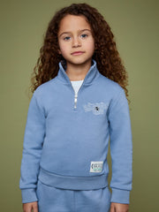9-13 yrs SmileyWorld Half-Zip Sweatshirt Unisex Fit Blue | Children