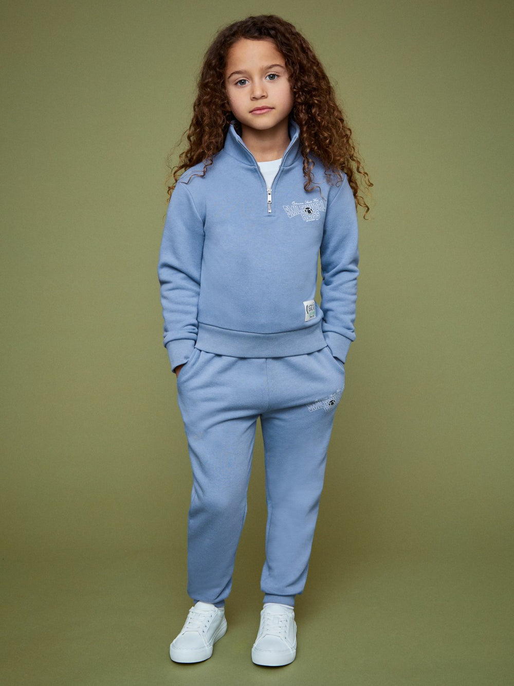 9-13 yrs SmileyWorld Half-Zip Sweatshirt Unisex Fit Blue | Children