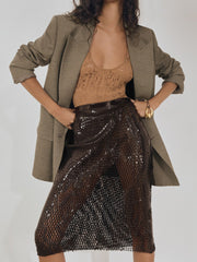 Atelier Laser-Cut Pencil Skirt Chocolate | Womens