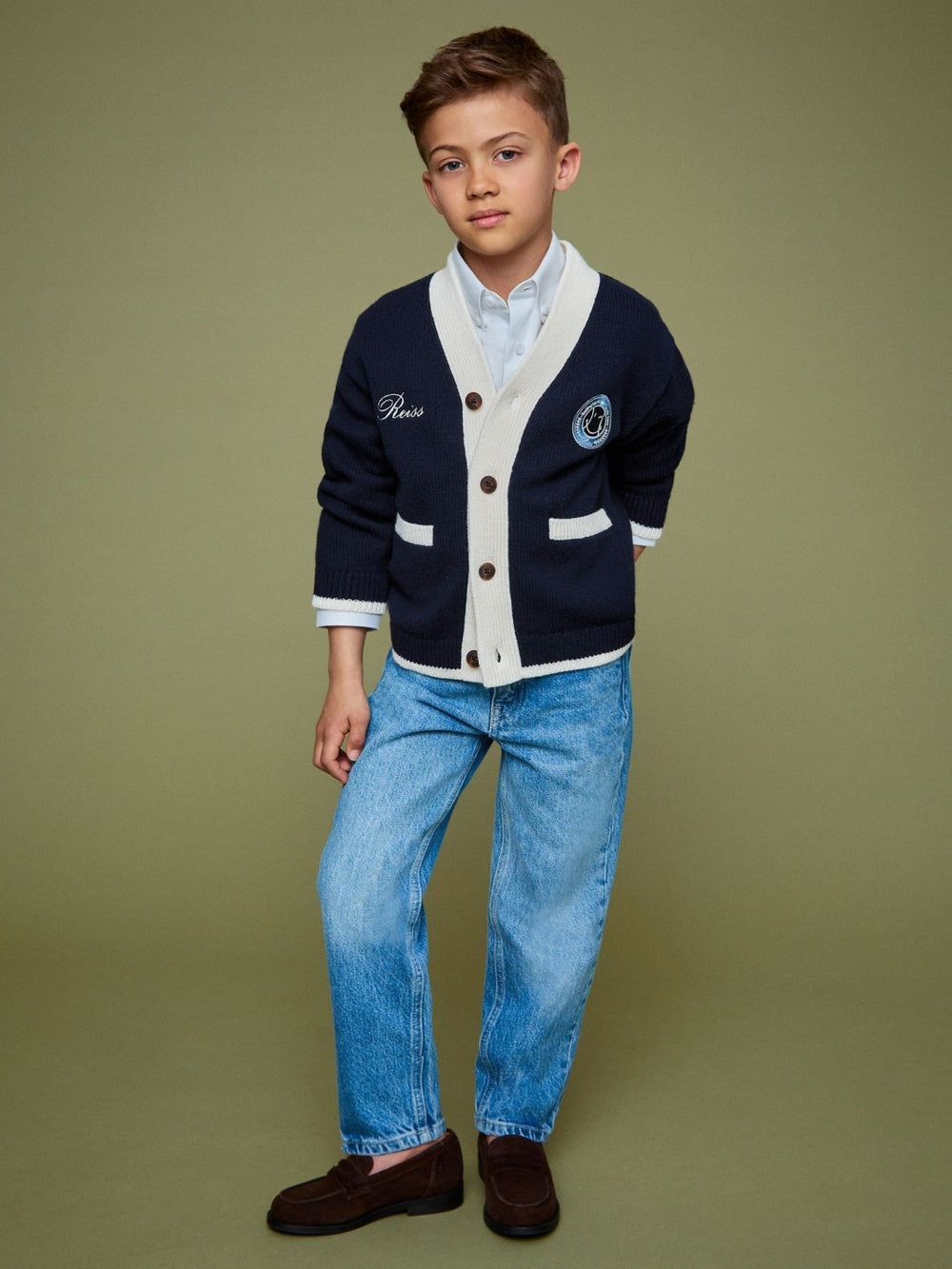 13-14 yrs SmileyWorld Logo Cardigan Unisex Fit Off White | Children