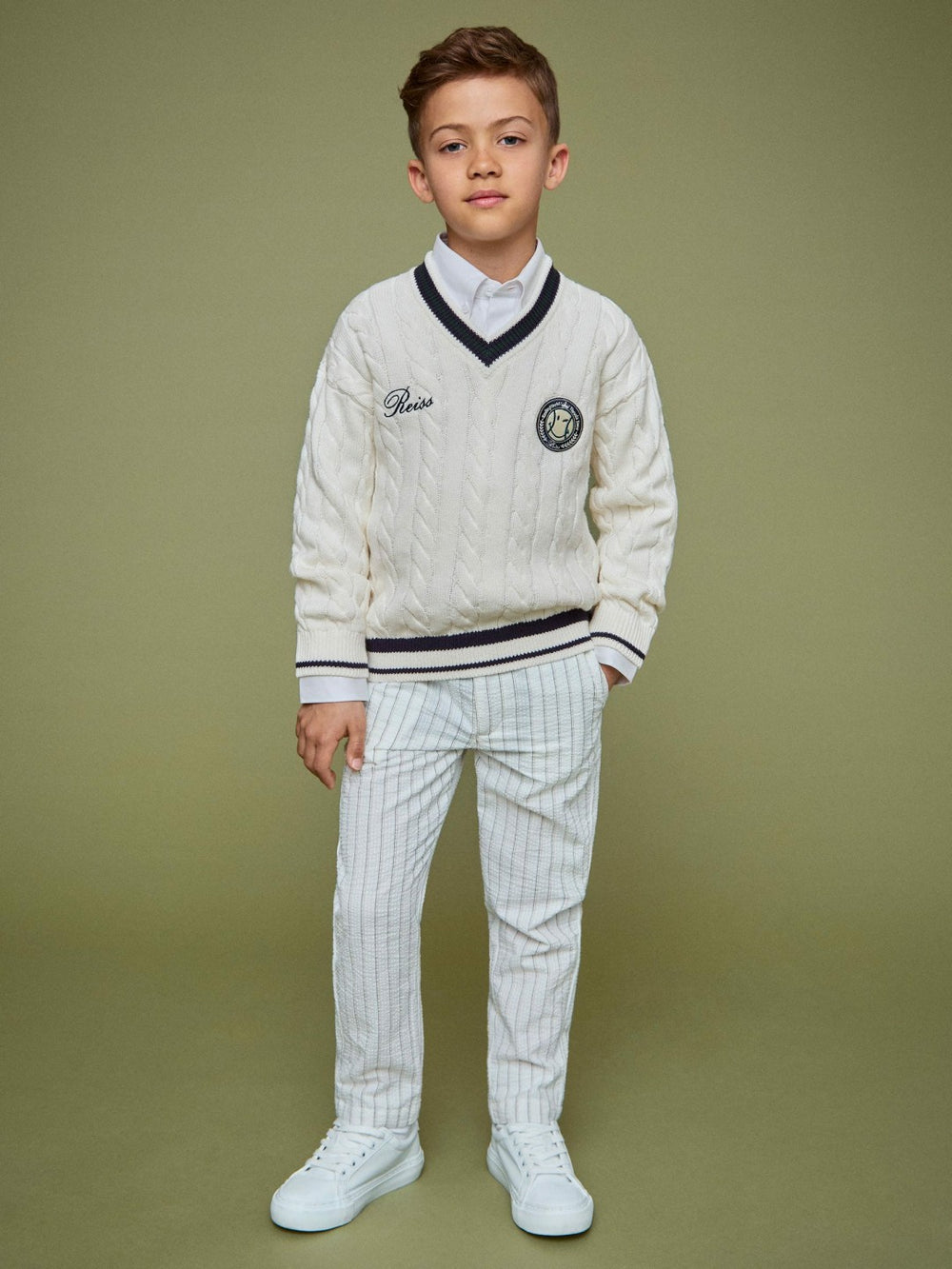9-13 yrs SmileyWorld Cable-Knit Jumper Unisex Fit Off White | Children