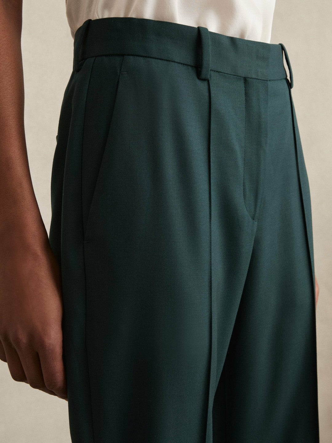 Wool-Blend Wide-Leg Suit Trousers Green | Womens