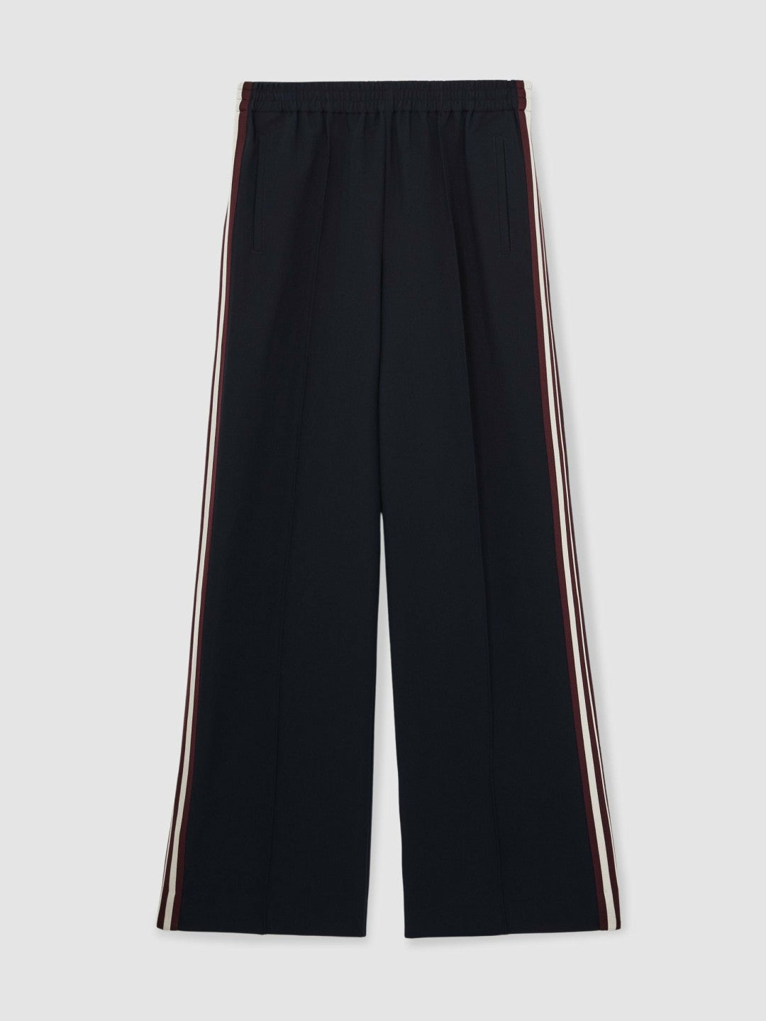 Side-Stripe Wide-Leg Trousers Navy | Womens