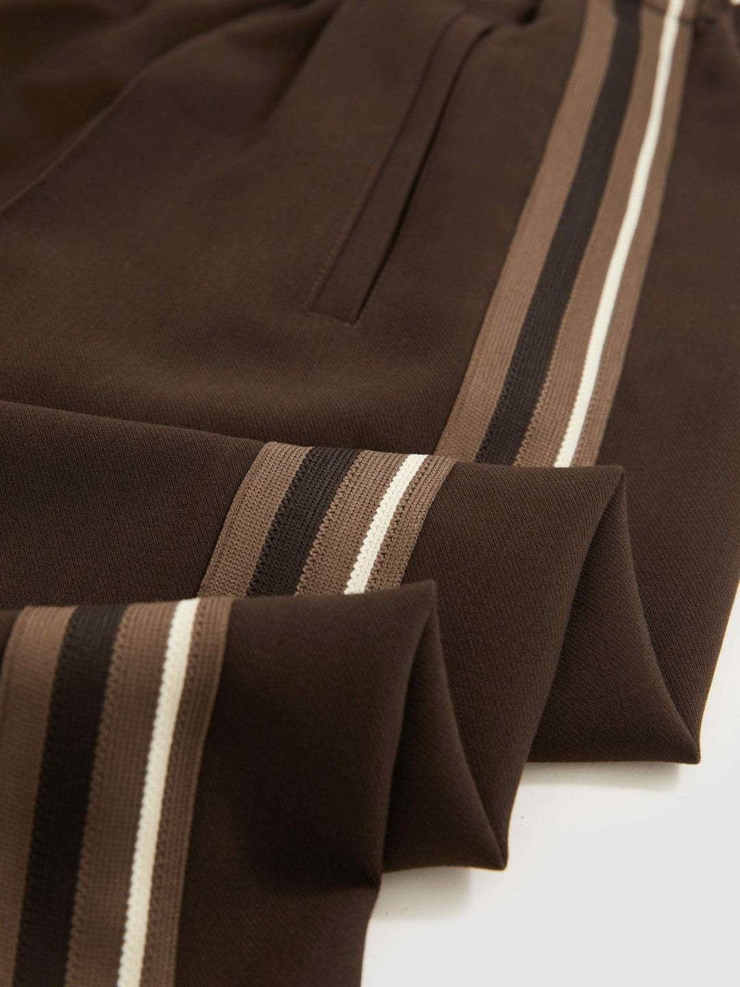 Petite Side-Stripe Wide-Leg Trousers Chocolate Brown | Womens